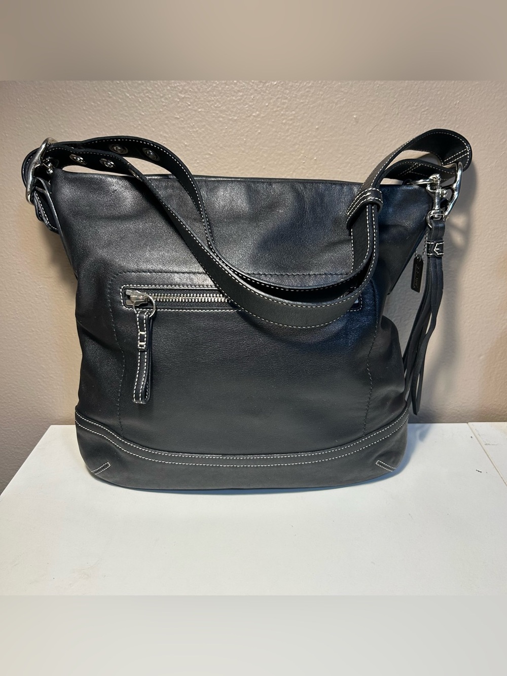 Coach Vintage Legacy Leather Black Convertible Crossbody Shoulder Bag 1414 Y2k